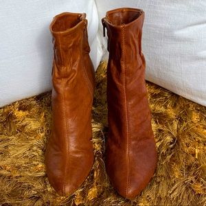 Madeline brown leather heeled boots worn once!